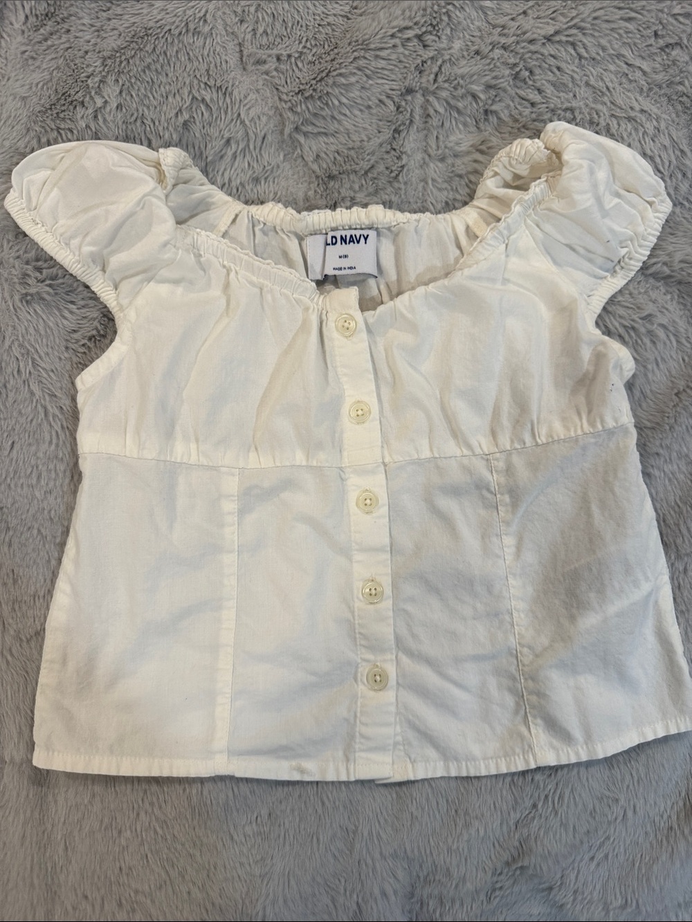 Old Navy Girls' White Button-Front Ruffle Sleeve Top